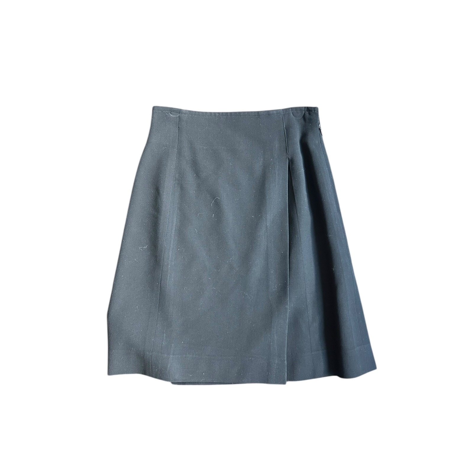 Rena Lange Black 100% Wool A-Line Mini Skirt Side Zip Size D/Ch 36 Us 4-6